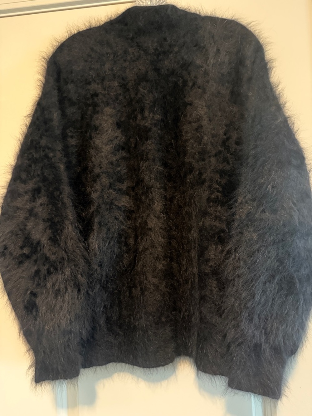 Classic Black Fuzzy Button-Up Cardigan Sweater - Picture 5 of 8